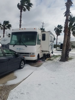 My RV in Galveston, TX Feb. 2021