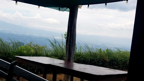 This restaurant is high on a mountain with a great view of the central valley.