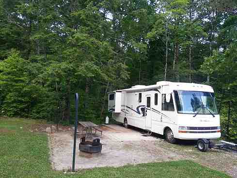 RVing allows you to be far away from other people. Here I am camping in the NC mountains for &##x24;5 a night 60 feet away from the nearest RV.
