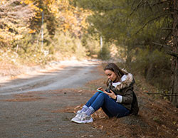 Is she stranded or is she just writing notes in her journal&##x3f;