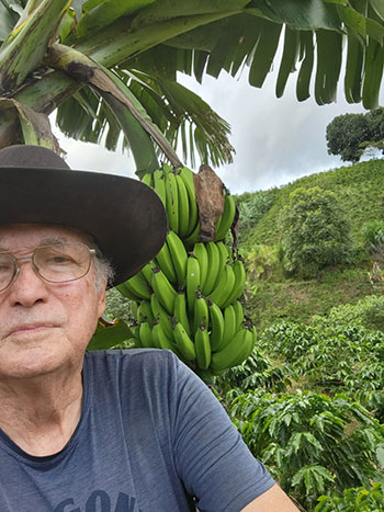 Me hiking in the mountains through the coffee and bananas yesterday