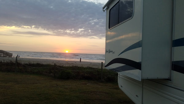 On the beach in Galveston, TX